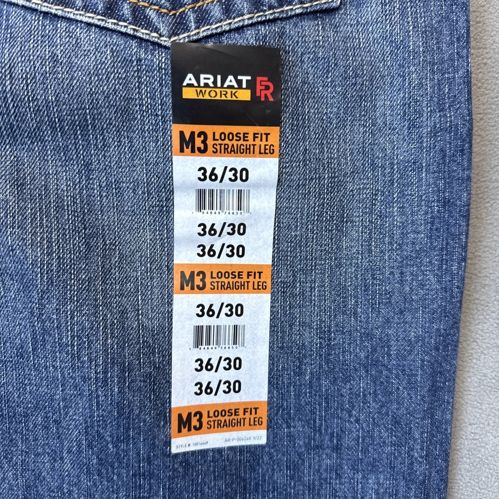 Ariat Jeans Mens 36x30 Blue Flame Resistant M3 Loose Straight Workwear Denim NWT - Picture 12 of 14